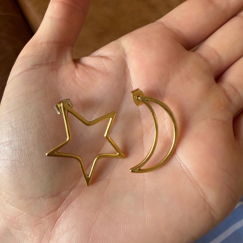 Madewell Star and Crescent Moon earring set